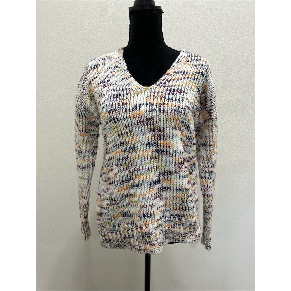 LOFT Womens XS NWT Multicolor Chunky Knit V-Neck Pullover Sweater Confetti